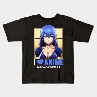 I Love Anime Girl Kids T-Shirt